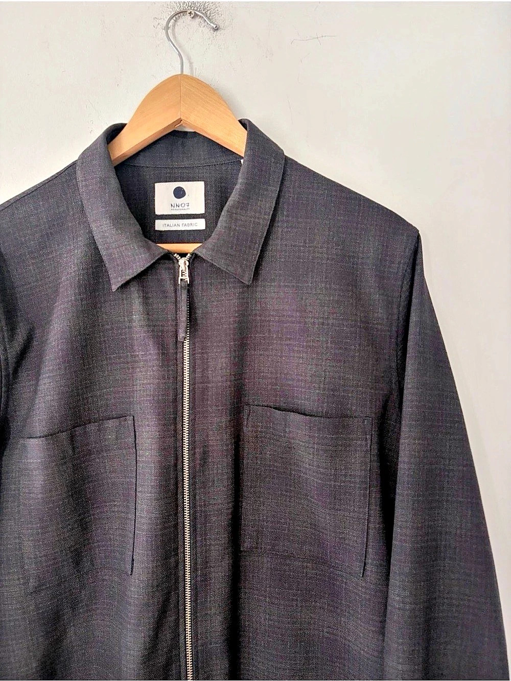 NNO7 Dress Zip Shirt Wool Zip Shirt in Black Size Medium Like New - Picture 2 of 8